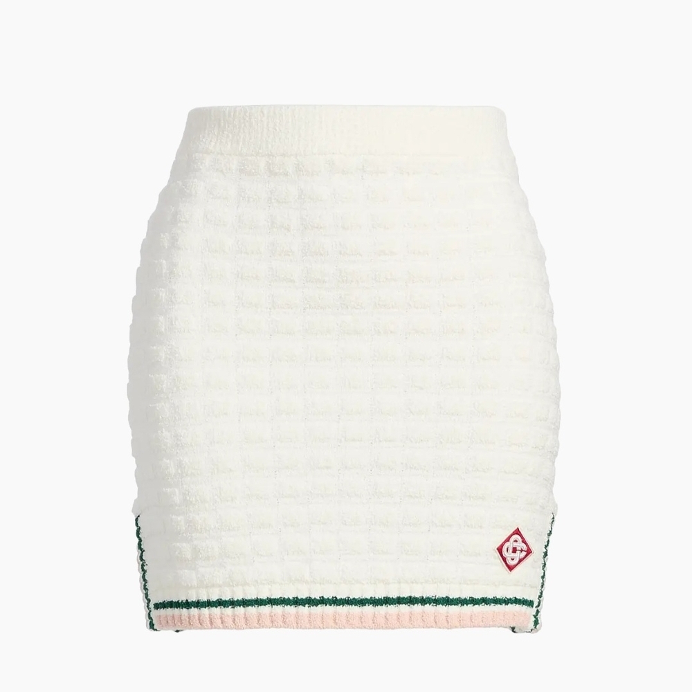 Chic White Textured Pencil Skirt